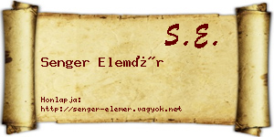 Senger Elemér névjegykártya